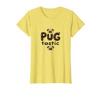 Pug Tastic Adorable Dog Lovers Whimsical T-Shirt, Women, Lemon, L