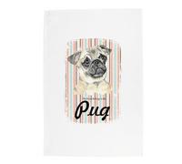Pug Tea Towel - This House Belongs to the Dog - Panama Cotton Kitchen Dish Towel/Drying Cloth - 67cm x 45cm - Gift for Dog Lovers