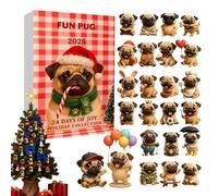 Pug-Themed Toy, 2D Acrylic Collectible Pendant, Christmas Countdown 2025, Lightweight Interactive Design, Kids Daughter Family Schoolbag Accessory, Fun Holiday Activity Gift