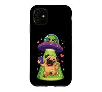 Pug UFO Alien Abduction Space Pug Christmas Case for iPhone 11