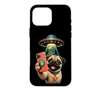 Pug UFO Alien Abduction Space Pug Christmas Case for iPhone 16 Pro Max