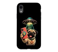 Pug UFO Alien Abduction Space Pug Christmas Case for iPhone XR