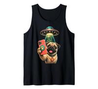 Pug UFO Alien Abduction Space Pug Christmas Tank Top
