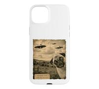 Pug UFO Evidence Photo Funny Vintage Strange Sighting Case for iPhone 15 Plus
