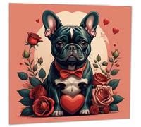 Pug Valentines Day Card French Bulldog Dog Romantic Anniversary Card 145mm x 145mm