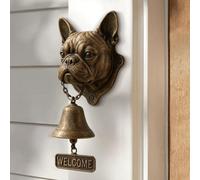 Pug Welcome Doorbell, Cast Iron Dinner Bell, Funny Retro Bulldog Doorbell, Farmhouse Vintage Doorbells Ornament, Pug Head Shape Decoration Hanging Bell Wall Mounted Ornamental (09)