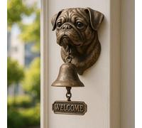 Pug Welcome Doorbell, Cast Iron Dinner Bell, Funny Retro Bulldog Doorbell, Farmhouse Vintage Doorbells Ornament, Pug Head Shape Decoration Hanging Bell Wall Mounted Ornamental-02