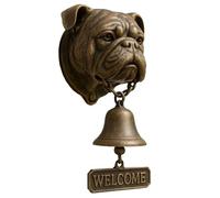 Pug Welcome Doorbell, Retro Metal Outside Farmhouse Vintage Door Bell, Cast Iron Dinner Bell, Pug Head Shape Decoration Hanging Bells Wall Mounted Ornamental Dinner Bells (Bulldog)