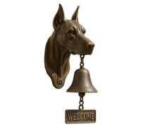 Pug Welcome Doorbell, Retro Metal Outside Farmhouse Vintage Door Bell, Cast Iron Dinner Bell, Pug Head Shape Decoration Hanging Bells Wall Mounted Ornamental Dinner Bells (Doberman)