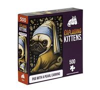 Pug with a Pearl Earring Jigsaw Puzzle by Exploding Kittens - 500 Pieces, Ideal for Adults, Teens, and Kids - A Funny and Artistic Dog-Themed Puzzle