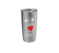 Pug with red Heart Stainless Steel Insulated Tumbler