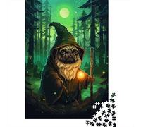 Pug Wizard Forest Pixel 1000 Piece Jigsaw Puzzle, Relaxing Animal Theme for Home Tabletop Fun 38x26cm/1000pcs