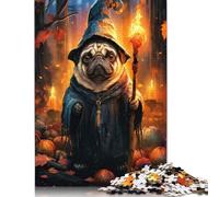 Pug Wizard Jigsaw Puzzles Puzzle for Adults Kids. 1000 Piece Whimsical Challenge Toy Educational Game Home Decoration for Educational Games Gifts 1000pcs (75x50cm)