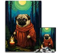 Pug Wizard Retro Pixel ArtJigsaws 1000 Pieces for Adults Paper Jigsaw Puzzles for Adults Ideal for Family Fun Relaxation 1000 PCS(38x26cm)