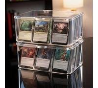 PUGED 2 Pack Large MTG Card Storage Box 4200+ Acrylic Clear Cards Trading Box Display Organizer Cases with Removable Dividers for MTG TCG Cards