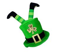 PUGEOAMN Green Irish Top Hat With 3D Leg Great For StPatricks Day Costume And Party Stage Performances Shamrock Tall Hat