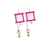 Pugermering 2 Mirror Toys for Chickens, Cage Accessories, Pecking Toys Made From Sharpening Stones for Parakeets, Chickens, Red