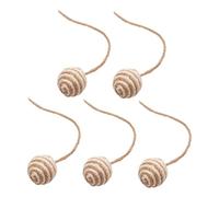 Pugermering 5 Pieces Ball for Interactive Toy Sisal Scratching Ball Pull Rope Self-Play Toy Kitten Suitable for at L, 4.5cm Brown White