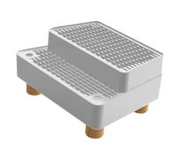 Pugermering Automatic Cat Litter Ramp, 2 Steps, Waterproof Mat with Non-slip Feet, Leak Small Cats, Light Grey