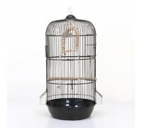 Pugermering Avian Enclosure Round Bird Cage Hanging Parrot Cage Carbon Steel With Perch Feeder Cups And Easy suitable for home decoration room, Array, Black, Diameter 33CM, Height 71CM