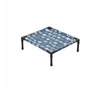 Pugermering Cat Bed Elevated Pet Couch Raised Sleeping Cot Breathable Oxford Cloth PVC Frame Suitable for Outdoor Travel Indoor Lounge Camping, Large, Blue Cat