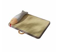 Pugermering Cat Cooling Bed with Portable Handle Multi Layer Cooling Construction Removable Neck Support Pillow Scratch Resistant Surface Suitable for Cats Indoor Rest, Brown Gray, L