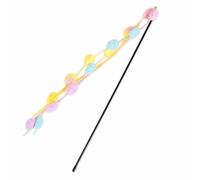 Pugermering Cat Teaser Interactive Toy Rod Bell Tassel Stick Flexible Rod Grip Materials fosters daily exercise boredom relief suitable for indoor play family, Pink Yellow Blue