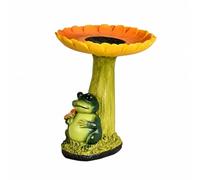 Pugermering Freestanding Bird Feeder with Pedestal Pedestal Bird Bath with Decorative Figure Easy to Place Garden Decor for Courtyard, Frog