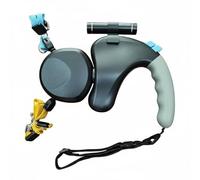Pugermering Head Leash Retractable With Split Straps Full Rotation Hub Shock Dampening Sections Clip Cushioned Grip suitable for walking two small breeds and training, Black