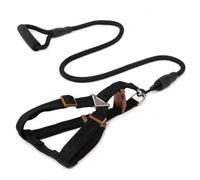 Pugermering Heavy Duty Dog Harness Leash Set With Alloy Hardware And Foam Cushioned Handle For Secure Control Of Active Dogs Suitable For Outdoor Walks Obedience Training, Black, 1.5cm, 4-7.5kg