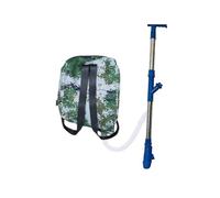 Pugermering Manual Spreader Backpack Dispenser Seeder Ergonomic Straps and Lightweight Bag With Quantitative Control PVC and Stainless Steel Construction suitable, Blue, Ss Pipe