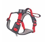 Pugermering Reflective Harness Leash Vest Retractable Adjustable Vest Lightweight Nylon Oxford Polyester Smooth Retract Control Suitable for morning walks night, Black Red, L