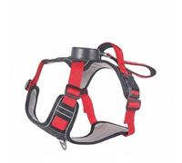 Pugermering Reflective Harness Leash Vest Retractable Adjustable Vest Lightweight Nylon Oxford Polyester Smooth Retract Control Suitable for morning walks night, Black Red, Xl