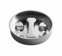 Pugermering Stainless Steel Bowl Slow Feeder Dog Dish with Built in Obstacle and Dishwasher Safe Feature Promotes Digestive Health Suitable for Dog Feeding Use, 22CM, Bone