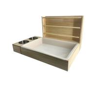 Pugermering Wooden Hay Feeder, Small Pet Holder Rack Interactive Enrichment Toy for Gerbils