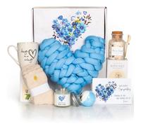 Sympathy Gift Baskets, Condolences Memorial Gifts for Bereavement Grief - Sorry for Your Loss Thinking of You Box, Grieving Care Package for Women Men Friends, in Memory of Loved One(Blue Pillow)