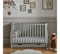 Puggle Chelford Sleigh Cot 3-Piece Nursery Furniture Set with Drawer & 10cm Maxi Air Cool Sprung Mattress - Classic Grey