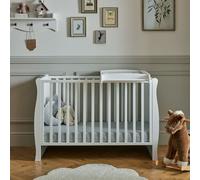 Puggle Chelford Sleigh Cot with Universal Cot Top Changer & 10cm Eco-Fibre Mattress - Classic White
