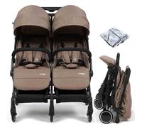 Puggle City Traveller Light Weight Compact Fold Twin Pushchair - Truffle