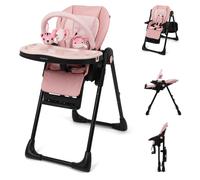 Puggle Foodie Eat & Play 9-in-1 Hi-Lo Highchair From Birth - Soft Pink