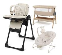 Puggle Highchair, Beside Crib & Bouncer 3-Piece Bundle - Cashmere