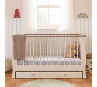 Puggle Mayfair 3-Piece CotBed with Underbed Drawer & 10cm Eco Fibre Mattress - Cashmere/Truffle Oak