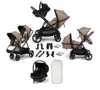 Puggle Memphis 2-in-1 Duo Double Travel System & Infant i-Size Car Seat | Single to Double Pram with Infant i-Size R129 Car Seat, 12 Configurations & Parent or World-Facing Seats - Truffle