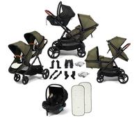 Puggle Memphis 2-in-1 Duo Double Travel System with i-Size R129 Safe Fit Car Seat - Forest Green