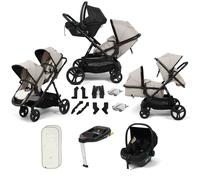 Puggle Memphis 2-in-1 Duo Double Travel System with i-Size Safe Fit Car Seat & ISOFIX Base - Cashmere