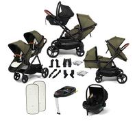 Puggle Memphis 2-in-1 Duo Double Travel System with i-Size Safe Fit Car Seat & ISOFIX Base - Forest Green