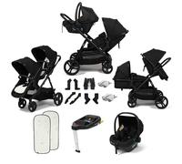 Puggle Memphis 2-in-1 Duo Double Travel System with i-Size Safe Fit Car Seat & ISOFIX Base - Midnight Black
