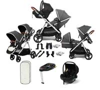 Puggle Memphis 2-in-1 Duo Double Travel System with i-Size Safe Fit Car Seat & ISOFIX Base - Platinum Grey