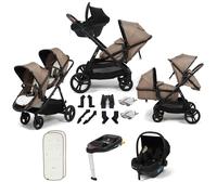 Puggle Memphis 2-in-1 Duo Double Travel System with i-Size Safe Fit Car Seat & ISOFIX Base - Truffle