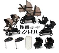 Puggle Memphis 2-in-1 Duo Double Twin Travel System with 2 i-Size Car Seats & 2 ISOFIX Bases - Truffle